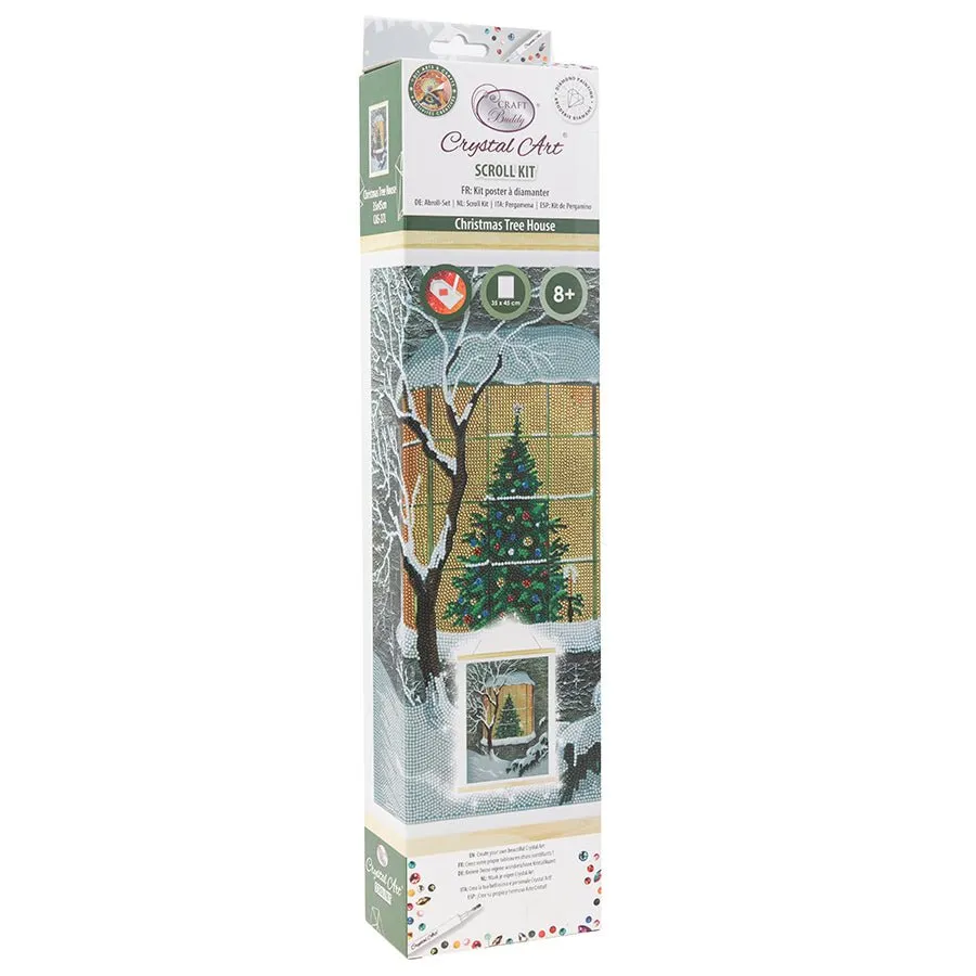 "Christmas Tree Cottage" Crystal Art Scroll Kit