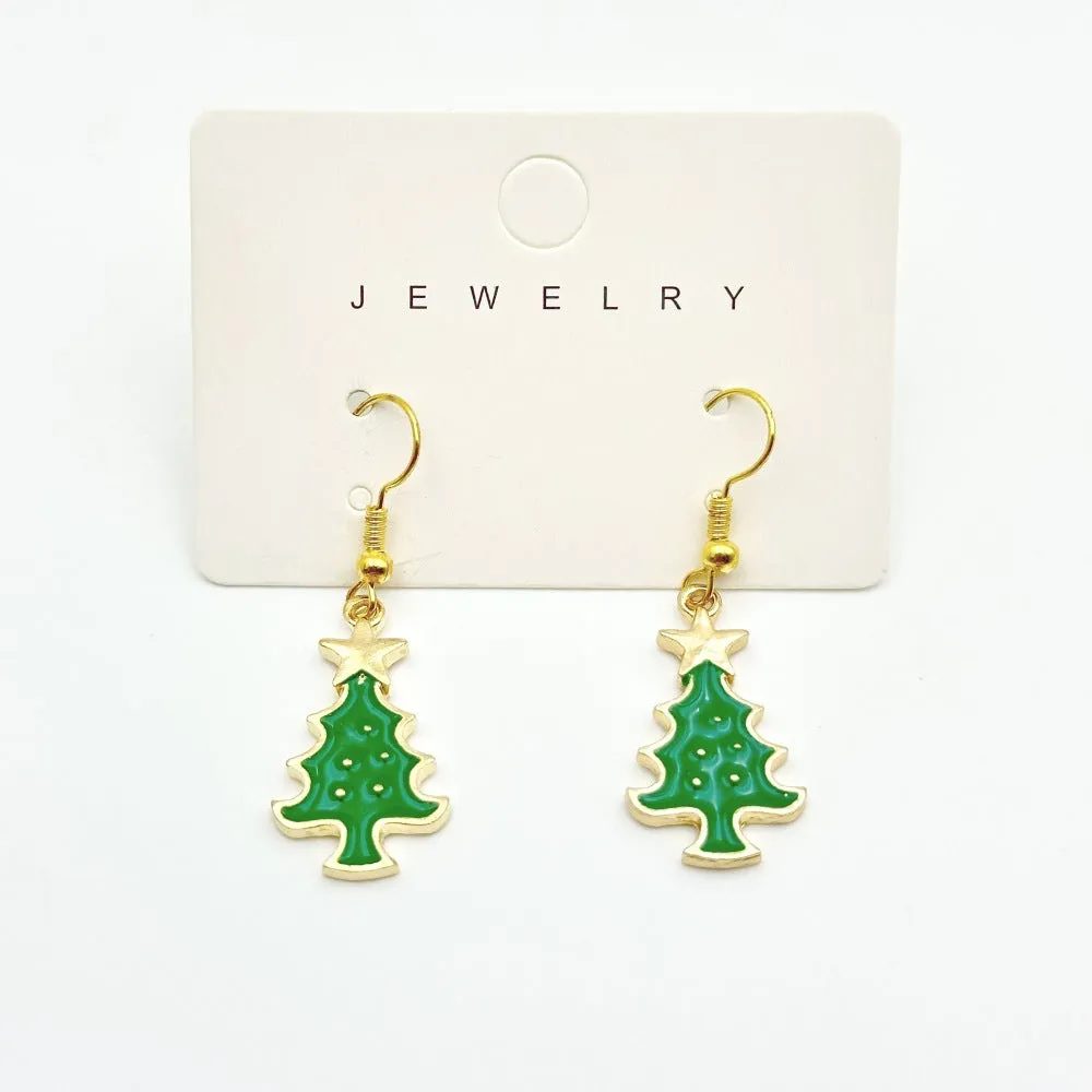 Wallesar Santa Claus Christmas Tree Cartoon Earrings