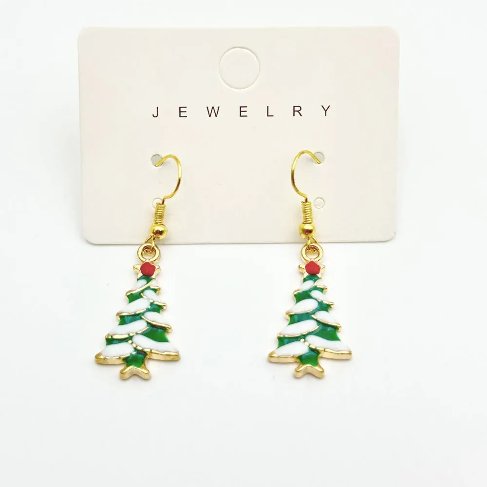 Wallesar Santa Claus Christmas Tree Cartoon Earrings