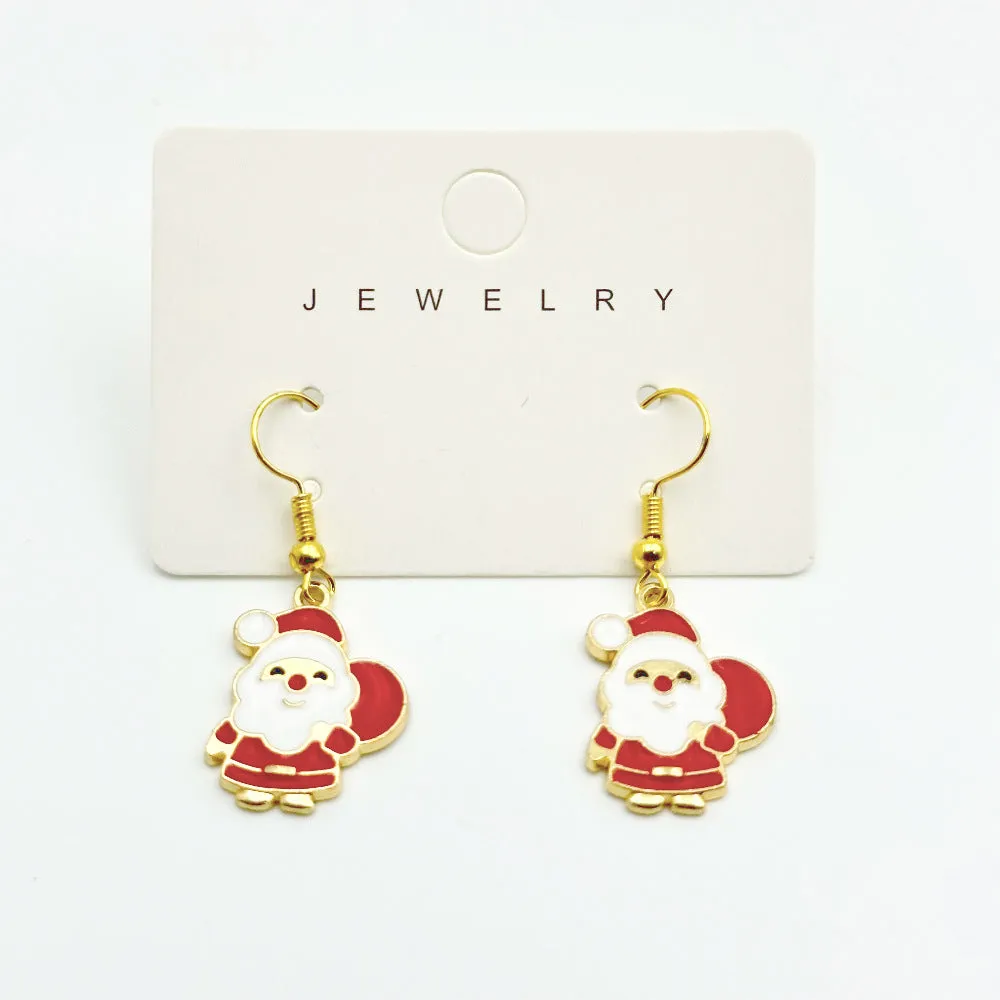 Wallesar Santa Claus Christmas Tree Cartoon Earrings