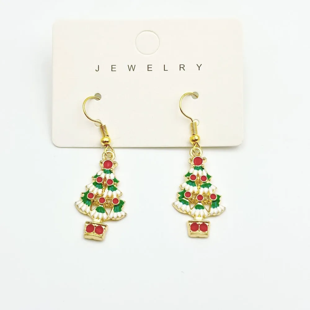 Wallesar Santa Claus Christmas Tree Cartoon Earrings