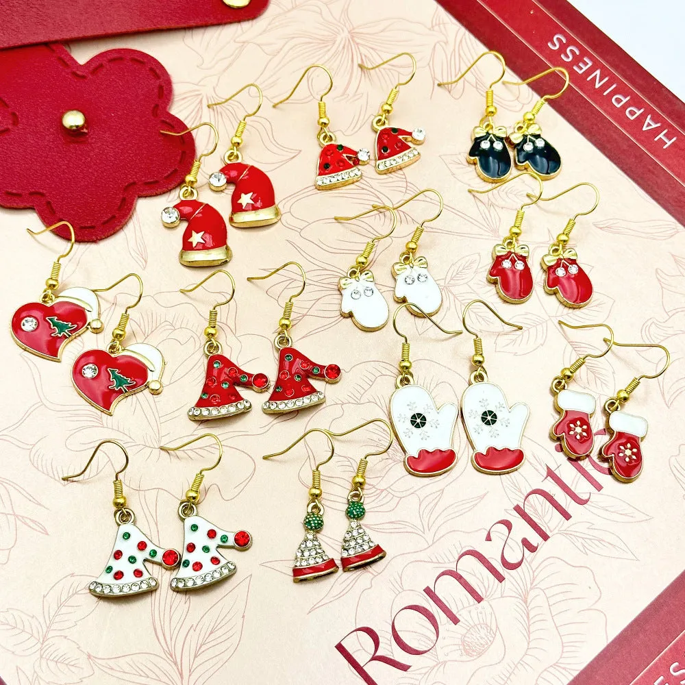 Wallesar Santa Claus Christmas Tree Cartoon Earrings