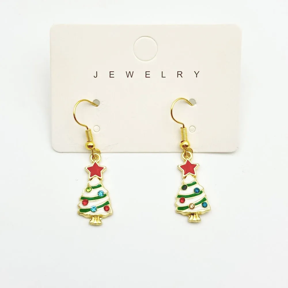 Wallesar Santa Claus Christmas Tree Cartoon Earrings