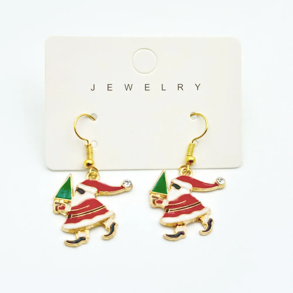 Wallesar Santa Claus Christmas Tree Cartoon Earrings