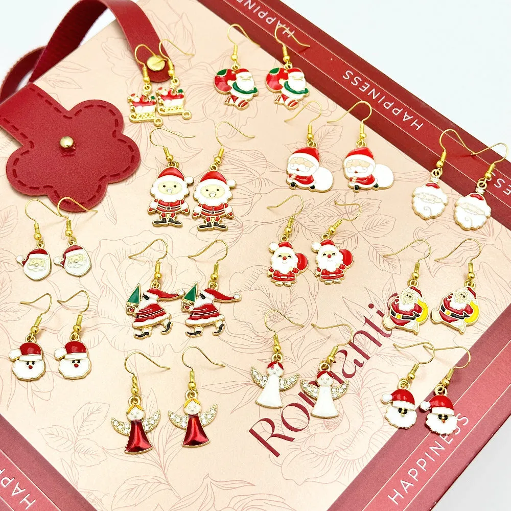 Wallesar Santa Claus Christmas Tree Cartoon Earrings