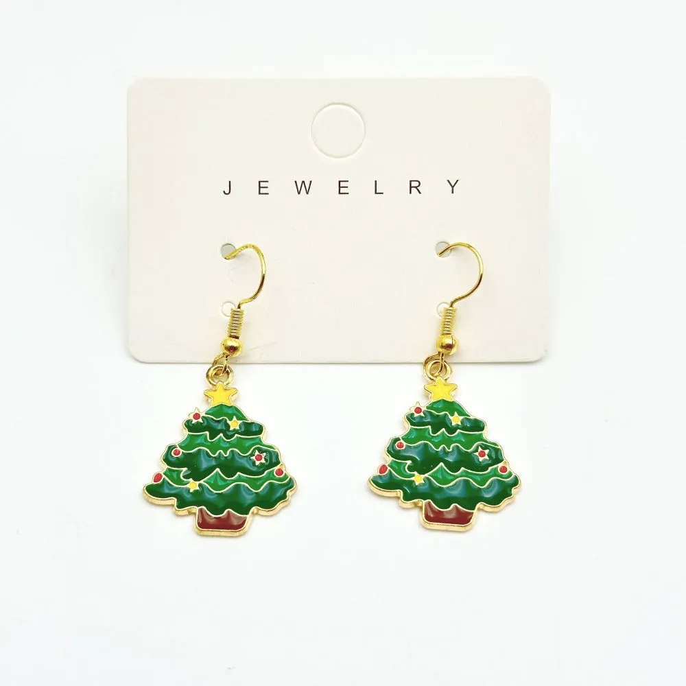 Wallesar Santa Claus Christmas Tree Cartoon Earrings