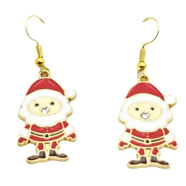 Wallesar Santa Claus Christmas Tree Cartoon Earrings