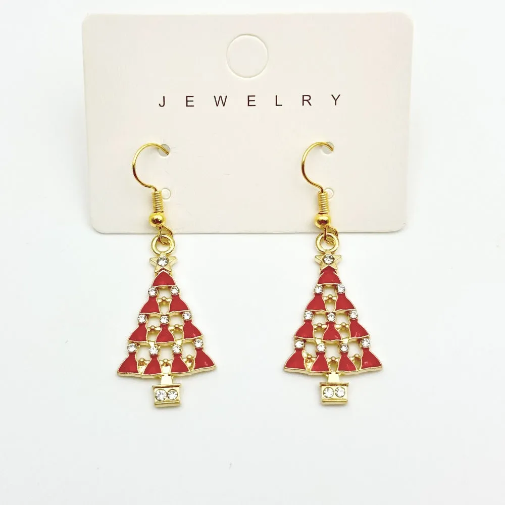 Wallesar Santa Claus Christmas Tree Cartoon Earrings