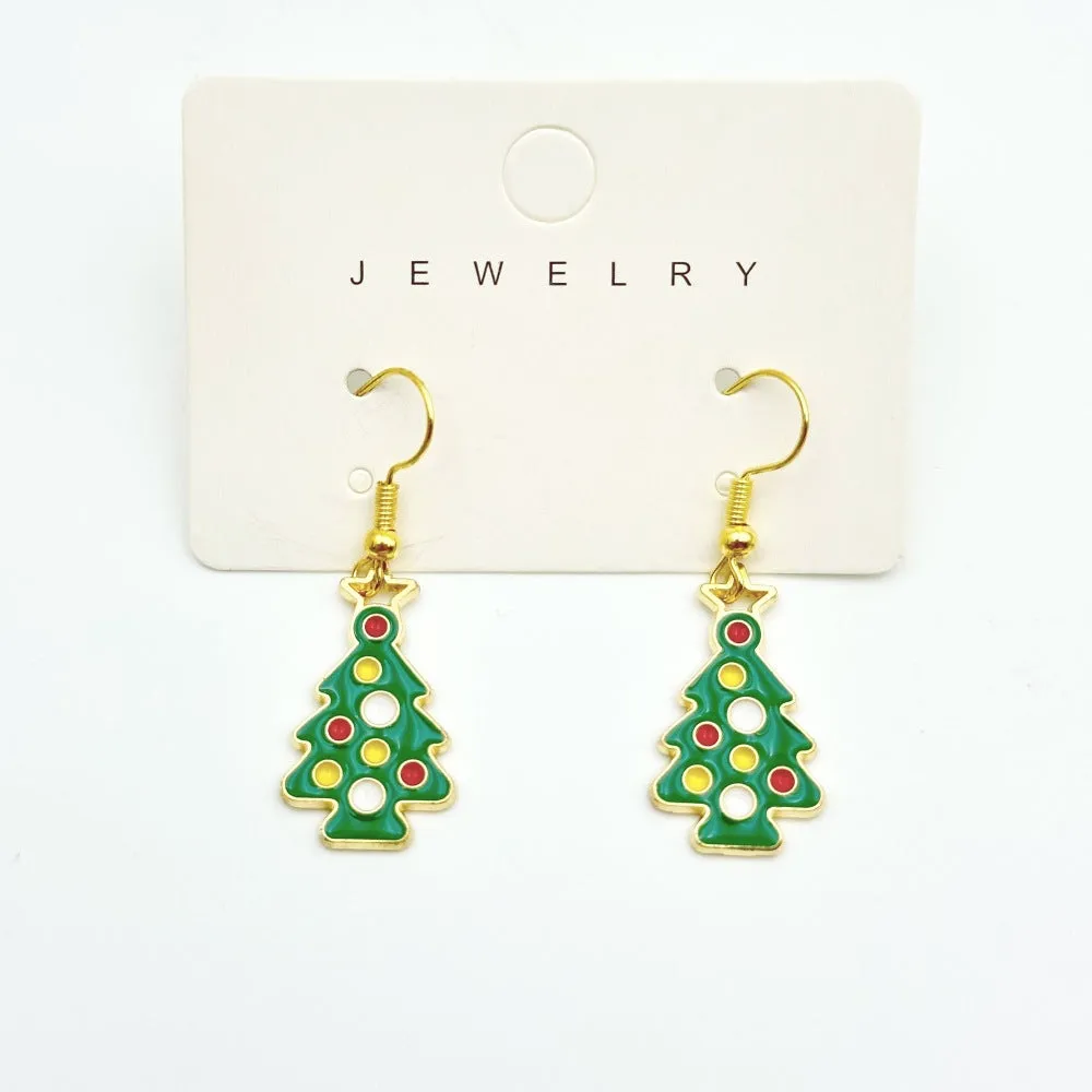 Wallesar Santa Claus Christmas Tree Cartoon Earrings