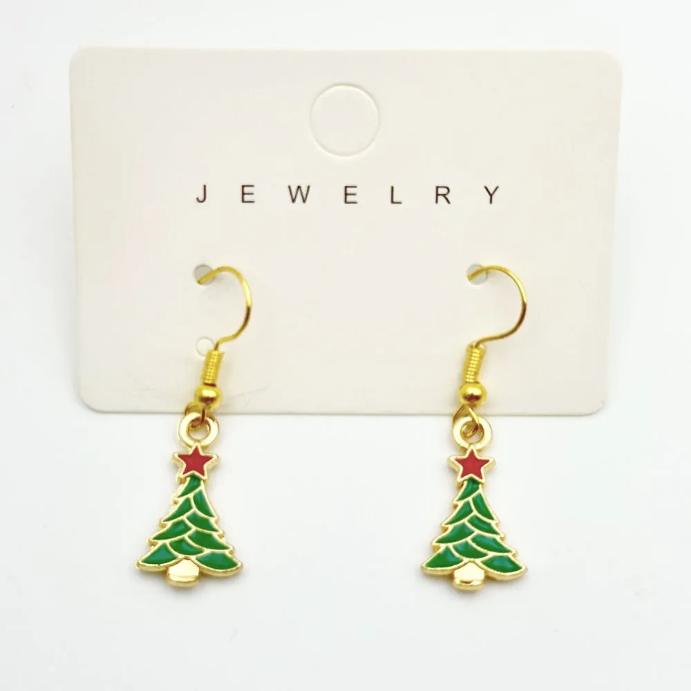 Wallesar Santa Claus Christmas Tree Cartoon Earrings