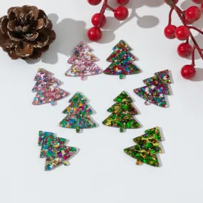 Wholesale 10pcs Acrylic Christmas Tree Earrings Necklace Keychain Material Accessories