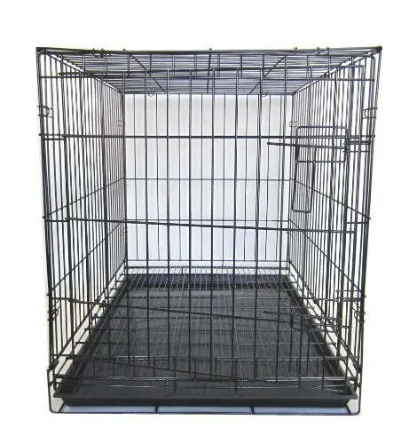 YML 36-Inch Dog Kennel Cage with Wire Bottom Grate and Plastic Tray, Black