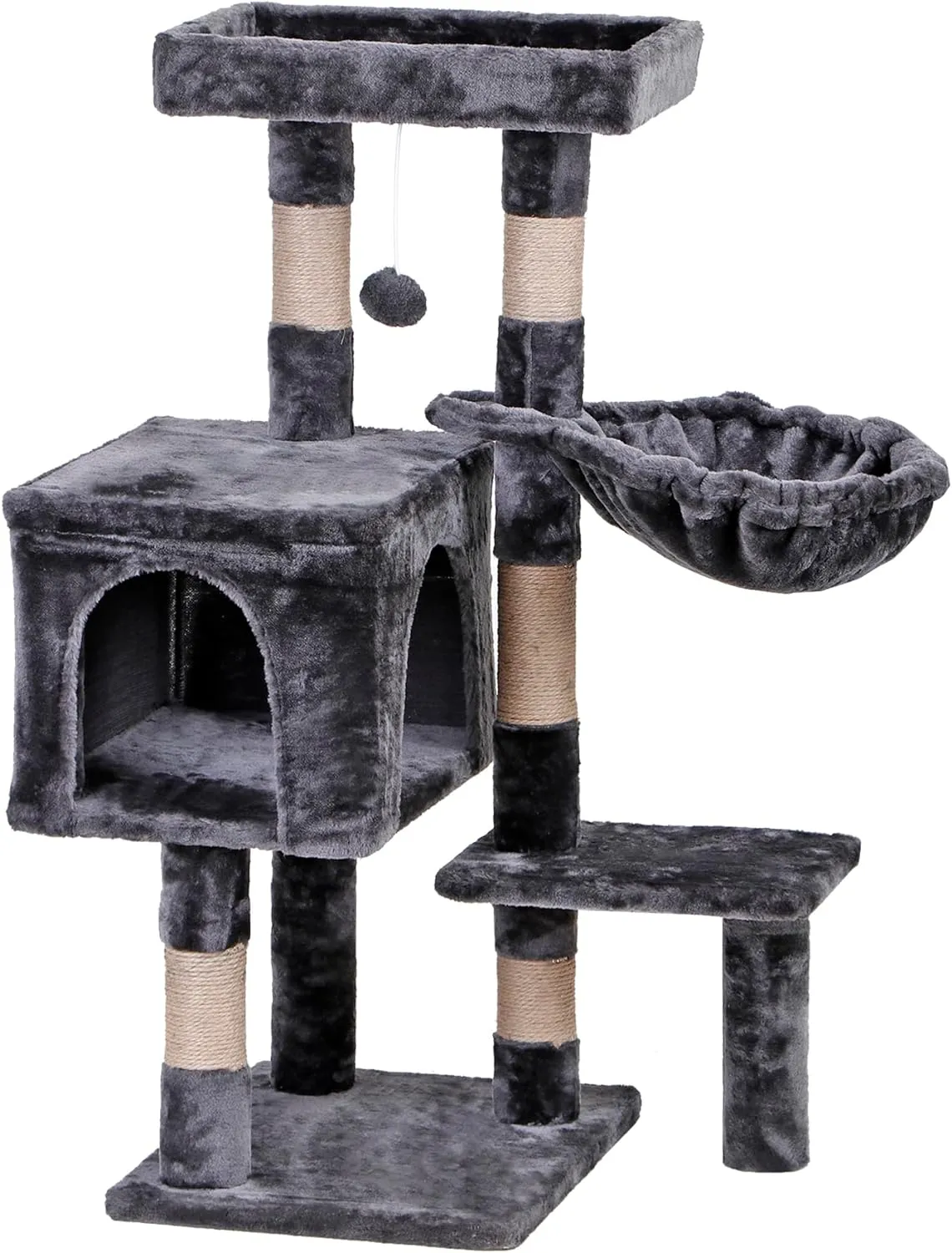 ZENY™ 35.5 Inch Cat Tree for Indoor Cats, Multi-Level Cat Condo Tower with Large Top Perch, Hammock and Scratching Posts, Dark Grey