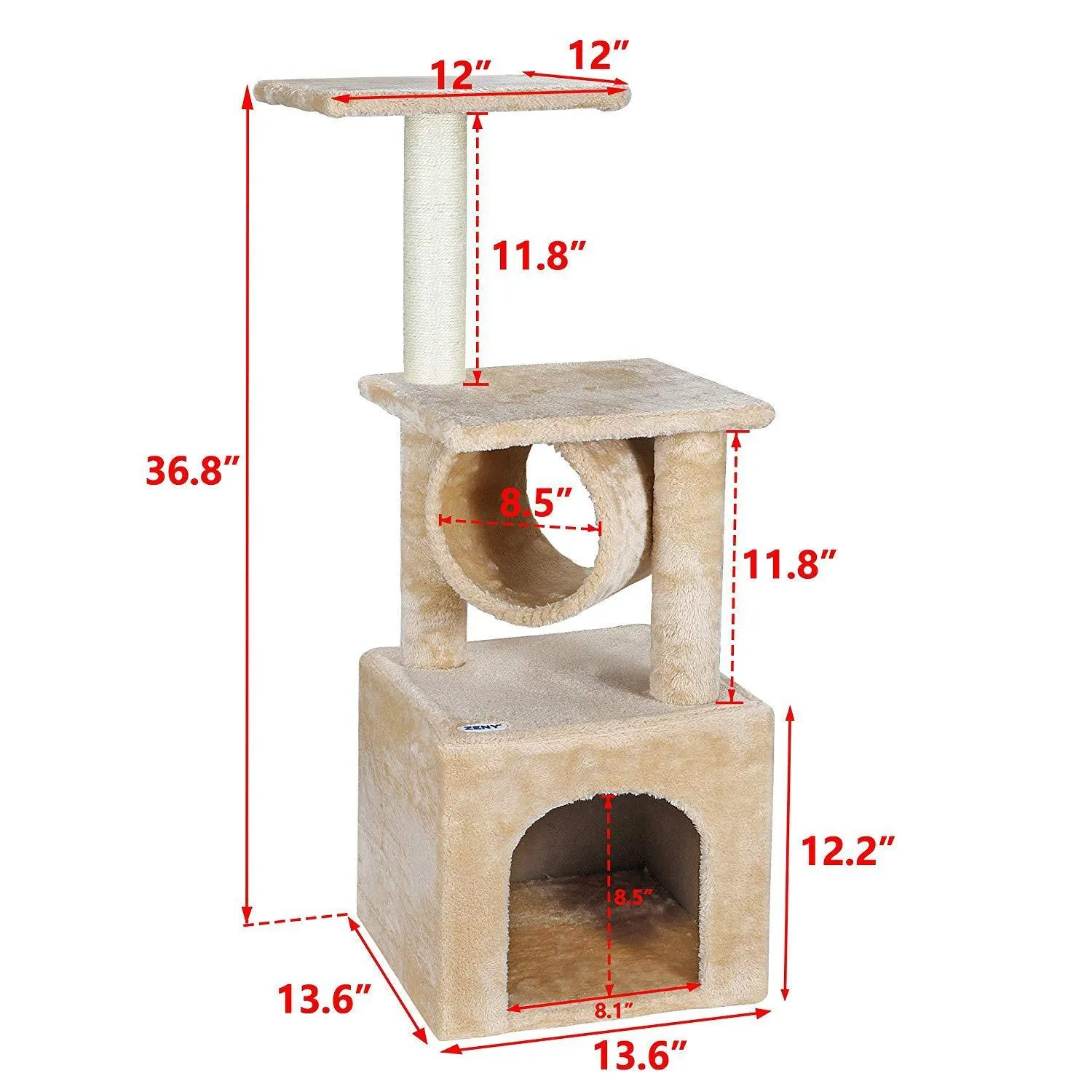 ZENY™ 36'' Cat Trees for Kittens Cat Furniture Towers with Scratching Posts, Double Perches