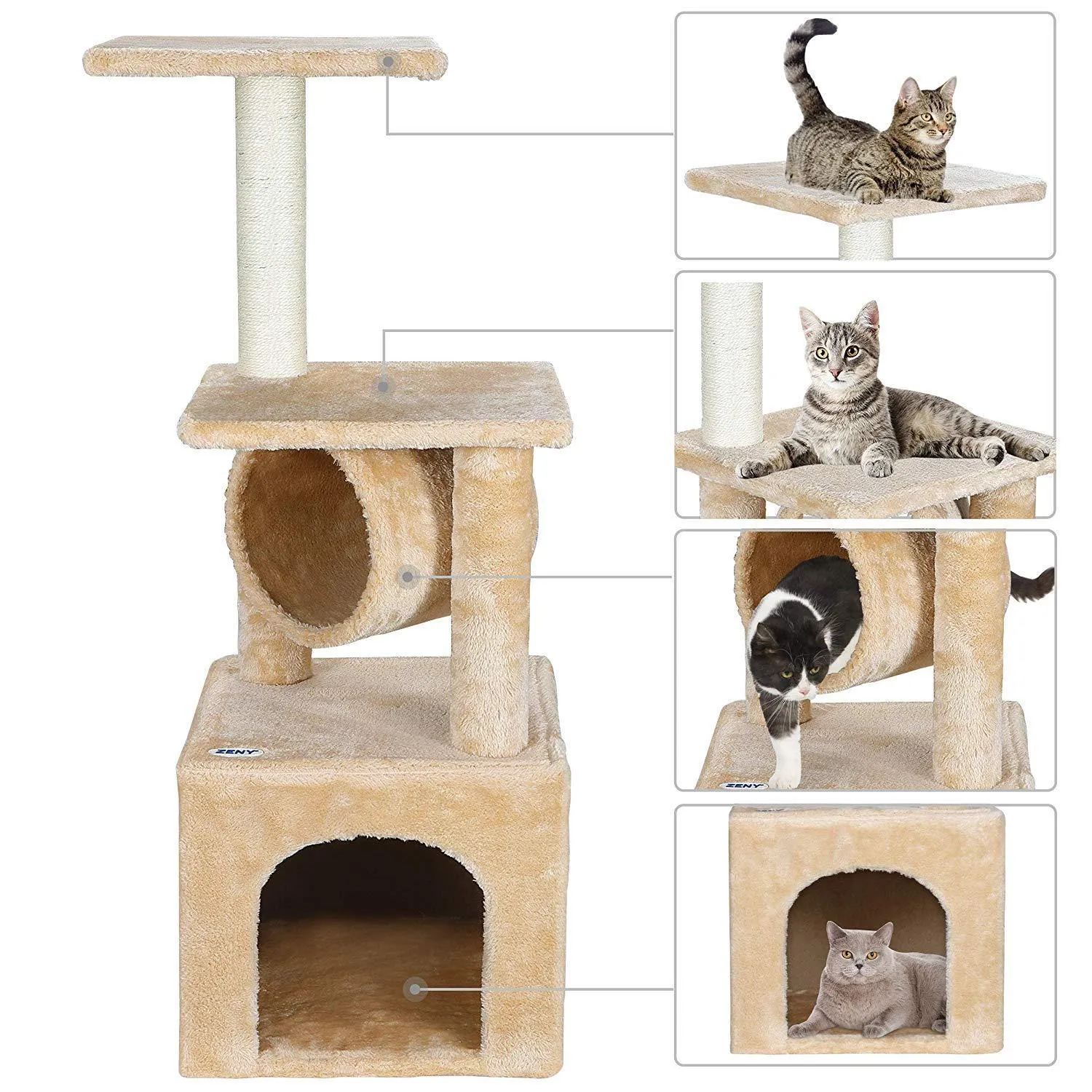 ZENY™ 36'' Cat Trees for Kittens Cat Furniture Towers with Scratching Posts, Double Perches