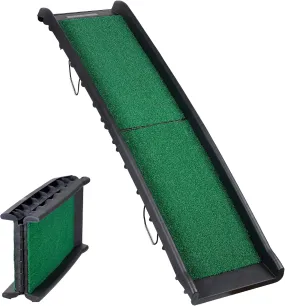 ZENY™ Folding Dog Ramp for Car Truck SUVs 61 Inches Pet Ramp with Grass Padded for Large Dogs Non Slip with Raised Siderails